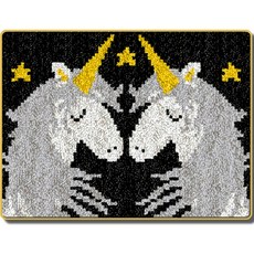 動物馬地毯地毯DIY技能刺繡套組英文版彩印網布, 1套, No 03