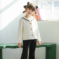 OWLEYBARN 女童 Lamour 水手領平紋針織開襟衫