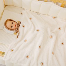 아이레빗 유아용 양면 극세사 블랭킷, 꽃자수
