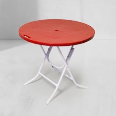 KSY 플리스틱 간이 접이식 원형 야외 테이블 B-247, 레드