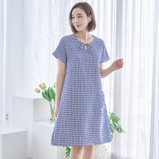 디에스도씨 여성용 냉감 엠보 반팔 잠옷 원피스