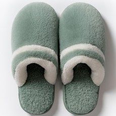포근 방한 겨울 털 거실 슬리퍼, Green, 1개