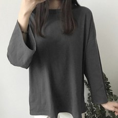 구디프 여성용 라운드넥 베이직 긴팔 티셔츠