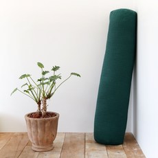 Nubile 色染水洗鬆餅格純棉圓形身體抱枕套, 深綠色