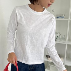 BBAEBBAE 女款圓領半短版竹節紋T恤