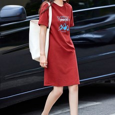 퀸이즈 여성용 캐주얼 마운트 프린팅 미디 원피스