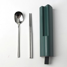 Dometopia DOTO Kitchen&Joy 便攜餐具組, 1套, 湯匙 + 筷子 + 收納盒, 深綠色