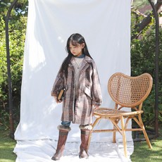 女童款格紋大衣 J6366