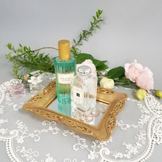 Koreart 羅蘭蕾絲玫瑰方形鏡面託盤, 金色