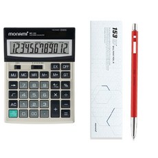 모나미 계산기 MC-122 + 153 아이디 볼펜, Tangerine(볼펜) + 그레이(계산기), 1개