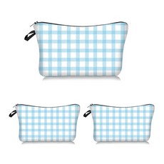 Gajigaji格子格紋圖案多功能化妝包 3入