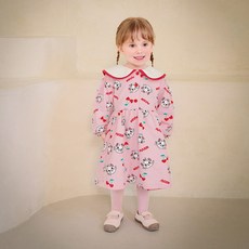 mollimelli 迪士尼女童瑪麗貓櫻桃領連身裙