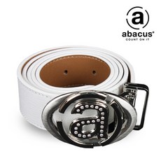 abacus 女士圓形立方扣皮帶 AH52BLWK201, 白色的