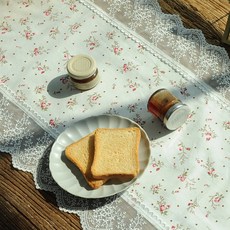 Heim&Heim 花朵蕾絲微波爐蓋布, 象牙色+多色, 170 x 34 厘米