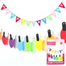 PARTYSHOW 派對裝飾 毛氈生日掛旗 三角旗 + 燈泡造型燈 粉彩套組, 1套, 混合