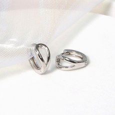 여성용 14K 더블 라인 심플 원터치 귀걸이