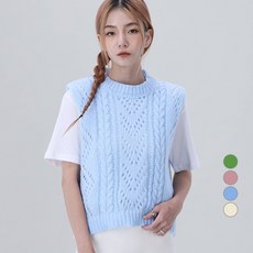 Awesomearound 女款圓領鏤空麻花針織馬甲背心