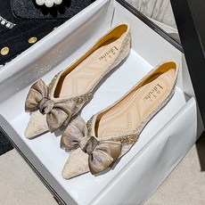 윈윈컴퍼니 럭셔리 리본 벨벳 뾰족 결혼식 플랫슈즈 YT_RC1