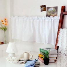 CASA VERDE 素色條紋壓紋穿孔式遮簾, 白色的