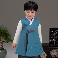 이설한복 542 청운별이 한복 저고리 + 쾌자 + 바지 세트