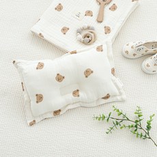 Malolotte dottodot 兒童印花莫代爾紗布軟Q枕頭, 點點熊