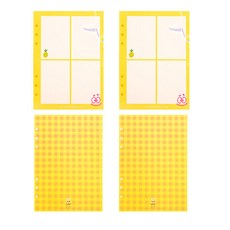 海綿寶寶 A5 6孔活頁補充內頁 四格筆記 2p + 格紋圖案 2p 套組, 16張, 1套