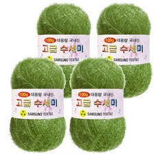 Yarna 100g 大容量高級菜瓜布編織線 4入 + A款印刷圖案 8種組合, 161 綠卡其, 1套