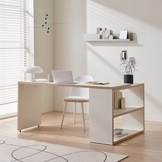 삼익가구 본티 1600 와이드 책상, 화이트 + 내추럴