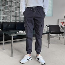 남성용 스판 허리 밴딩 카고 조거팬츠