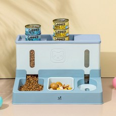 DING DONG PET 寵物耐用三孔飲水餵食碗, 藍色, 1個