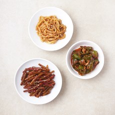 식도감 밑반찬 부드러운진미채볶음 30g + 마늘쫑장아찌 100g + 아삭이고추된장무침 80g A 세트, 1개
