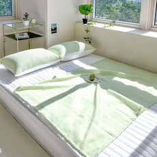 Lucidsleep 涼爽蓬鬆 海洋泡泡紗 夏季肚圍被 毯子 午睡毯 2入, 法式綠