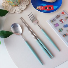 Bogen Eiffel 高級沙田餐具 4 件套, 深綠色, 4個, 勺子+筷子+叉子+小袋子