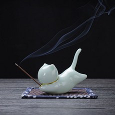 Good Frap 陶瓷迷你貓咪線香座, 淺綠色