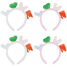 LivingDA 毛絨愛心髮箍 2款 x 2入 組, 白色, 粉紅色, 1套