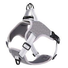반려견 H형 앞섬방지 빛반사 하네스, 그레이, 1개