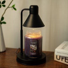 大瓶蠟燭 + 定時高度可調單色融蠟燈 + 燈泡2入組, 黑色, 薰衣草香草