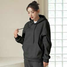 파란 넉넉 무지 오버핏 기모 보온 후드티