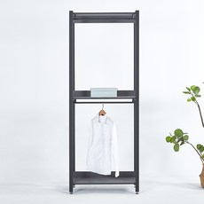 와이디 큐브 드레스룸 시스템 행거 800 2단 방문설치, 블랙