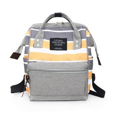 JH Company 線條印花雙色後背包, 灰色