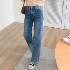 女款四季百搭隱藏式鬆緊帶彈性寬版丹寧褲 CS282930