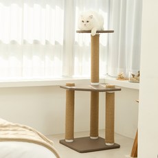 petoria 貓咪專用 一層快速組裝 防水布料 3層角落型防水貓跳臺, 深棕色, 1個