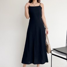 더시럽 여성용 통기성 리빈스 슬리브리스 롱 원피스