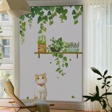 언헤브 프라이버시 유리창 필름 시트지, 03고양이, 59 x 150 cm