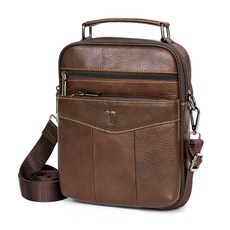 BLUEMOUNT 男用皮革休閒斜背包 CPZ701, 棕色