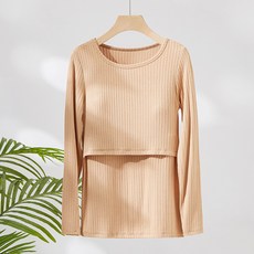 오픈 수유 긴팔 라운드넥 티셔츠