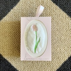 트레이드미 튤립 자수 답례 선물 타올 250g 면사, 핑크, 1개