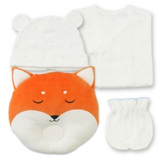 babybear 嬰兒愛心蝴蝶衣 + 防抓手套 + 新生兒帽 + 狐狸定型枕套組