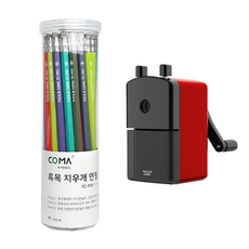 TUCO.B Coma 黑木橡皮擦鉛筆 TC-P01 36入 + 削鉛筆機 TC-M1, 紅色, 1套