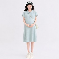 아이캔심플 파스텔 버튼 포인트 카라 미디 임산부 원피스